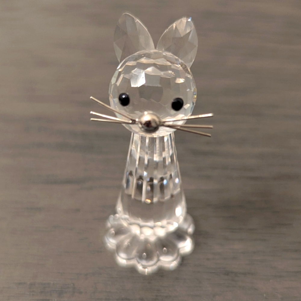 Swarovski Crystal 7634 052 000 Medium Cat Var 1 Metal Tail Up No Box - Picture 1 of 6